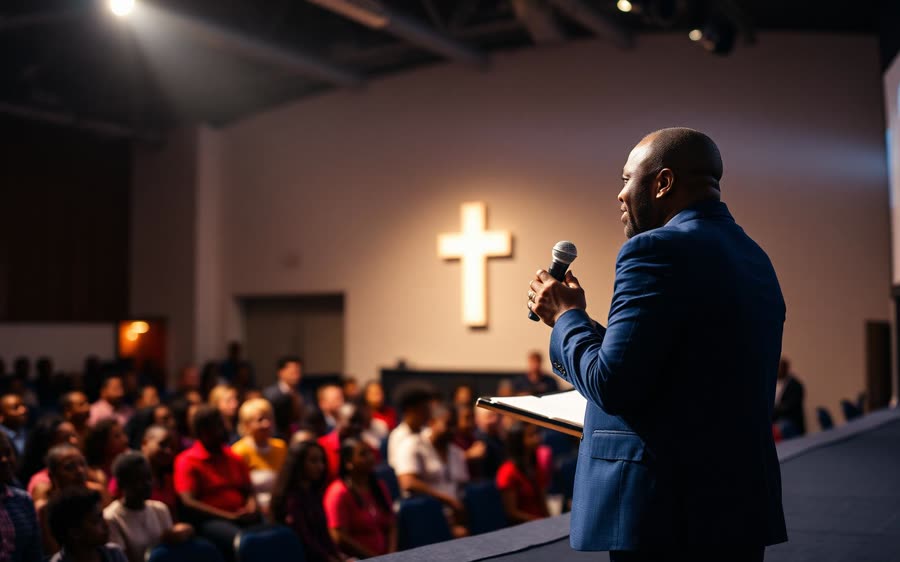 A pastor sharing the word with the congregation